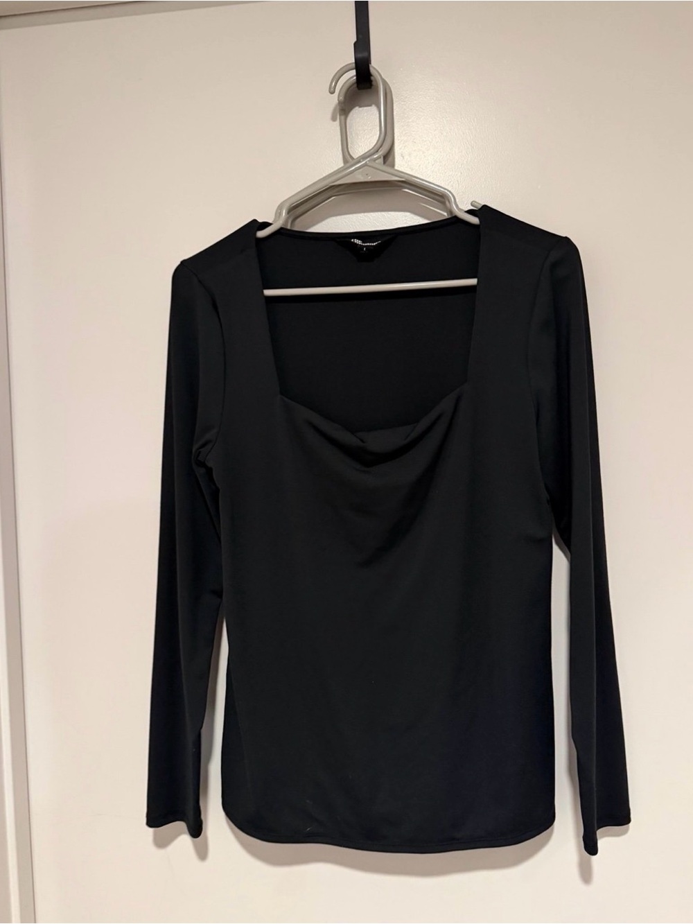 Black Long Sleeve square neck  Top